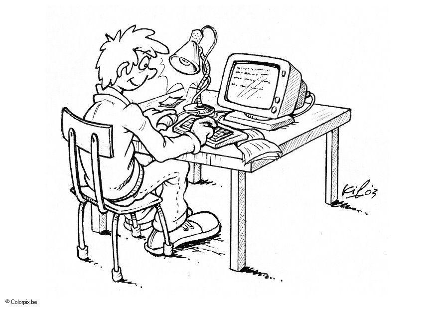 datorarbete Målarbild datorarbete