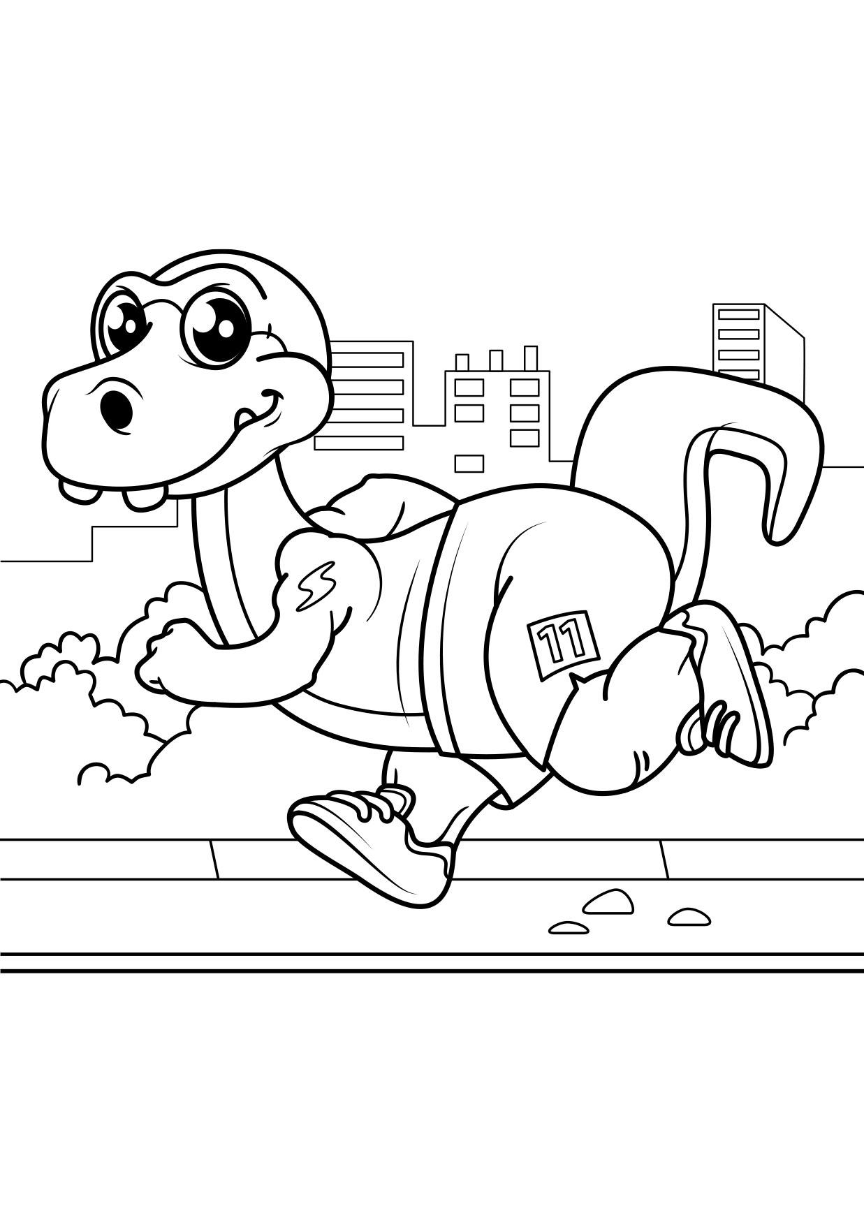 Målarbild dinosaurie joggar