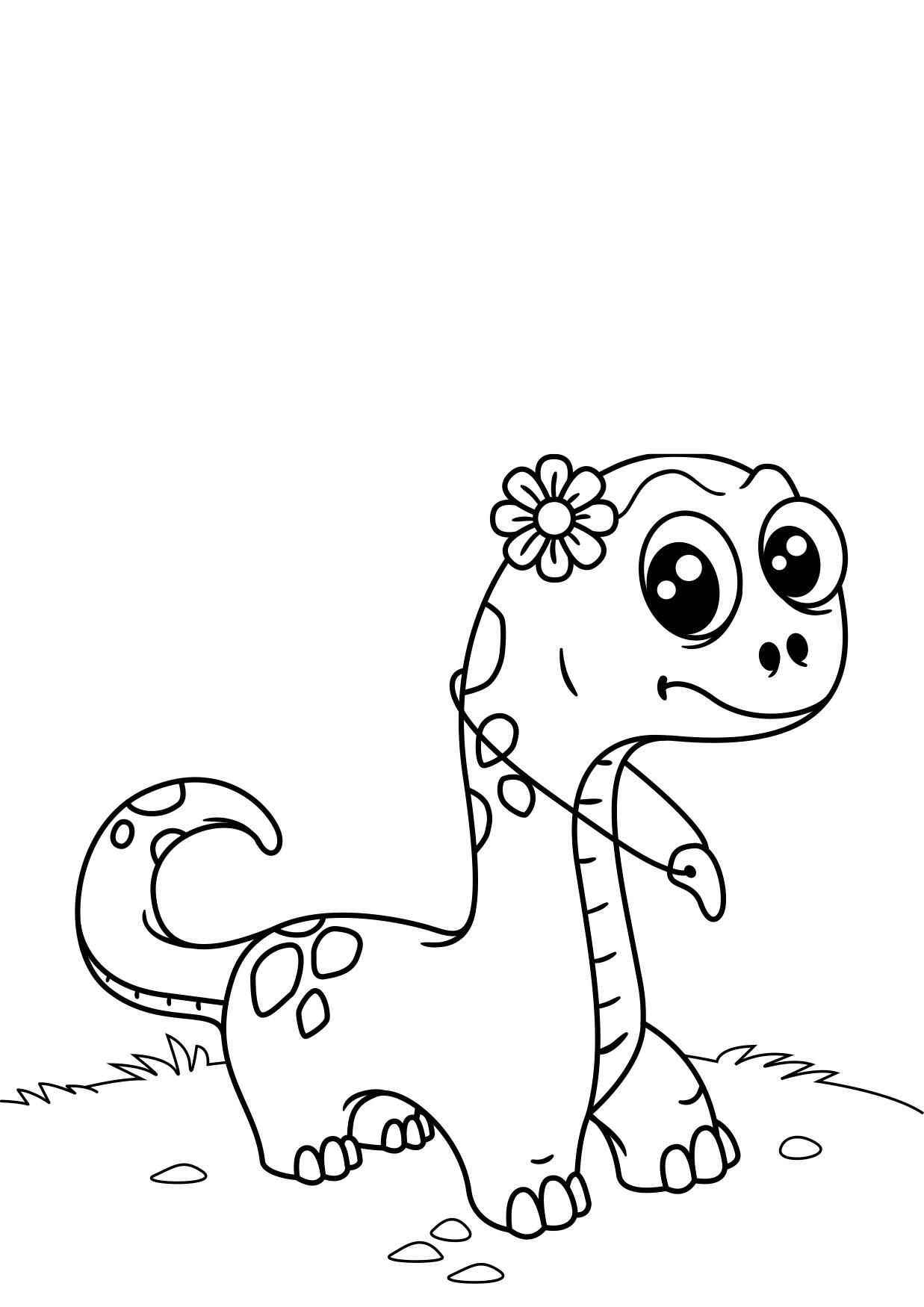 dinosaurie med blomma Målarbild dinosaurie med blomma