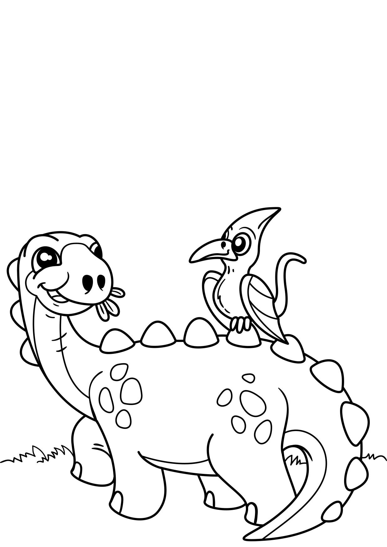 Målarbild dinosaurie med fA¥gel