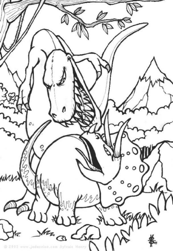 dinosaurier i kamp Målarbild dinosaurier i kamp