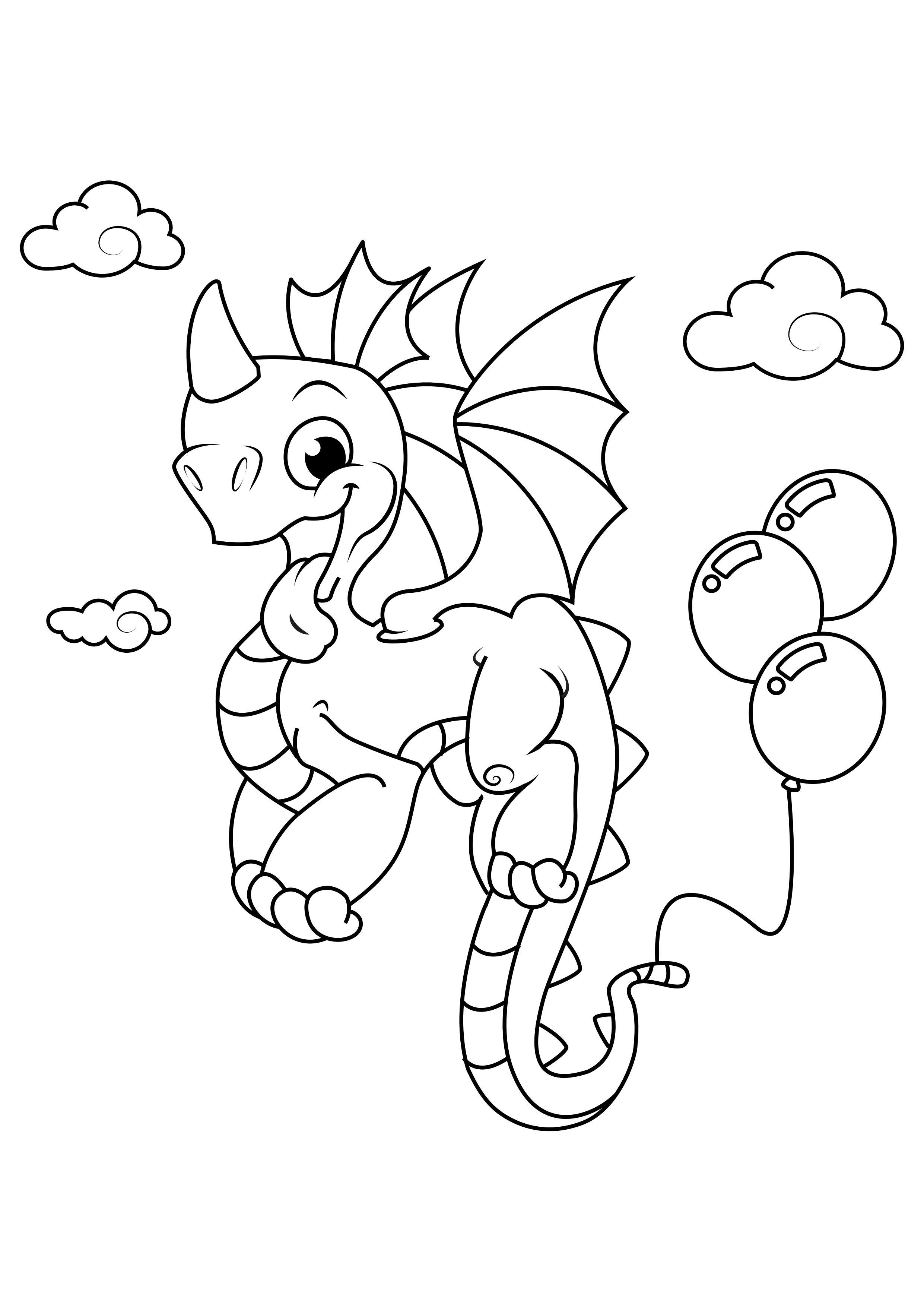 drake med ballonger Målarbild drake med ballonger
