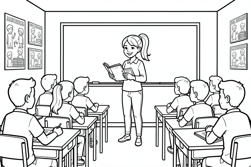 en lA¤rare i klassrummet Målarbild en lA¤rare i klassrummet