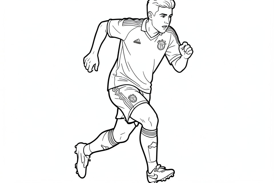 Målarbild en springande fotbollsspelare