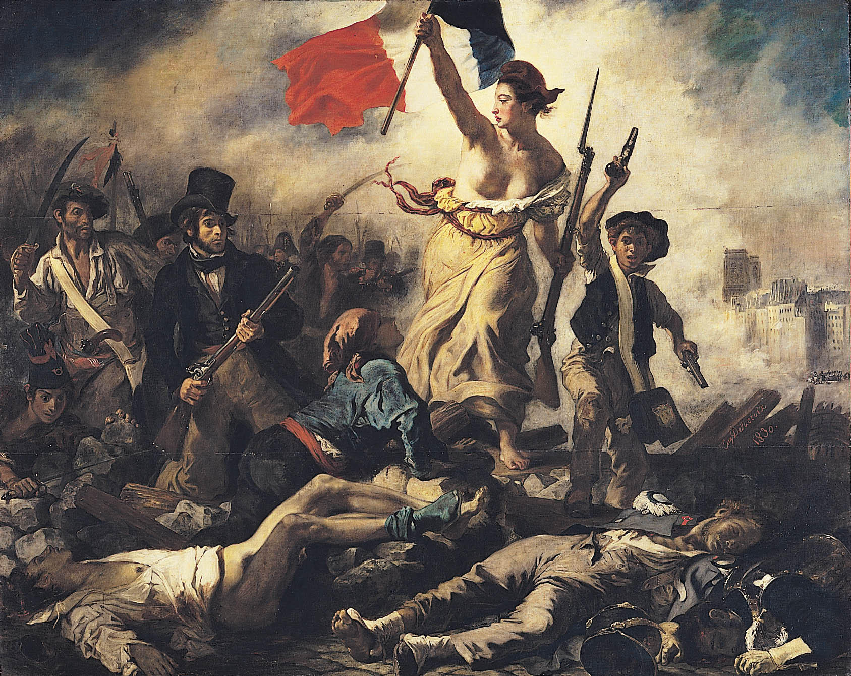 eugene delacroix - friheten leder folket - franska revolutionen bild eugene delacroix - friheten leder folket - franska revolutionen