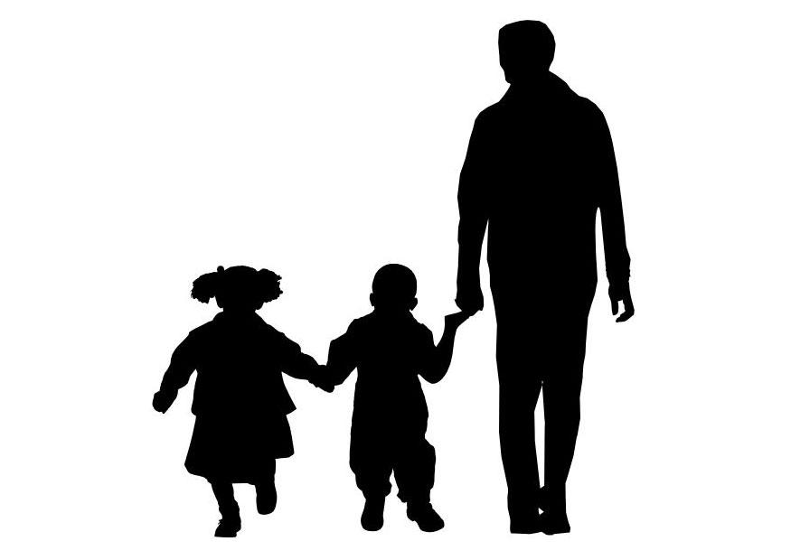 far med son och dotter Målarbild far med son och dotter