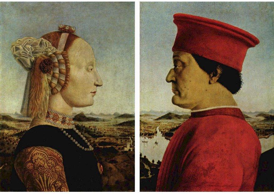 federico de montefeltro och hans hustru battista sforza bild federico de montefeltro och hans hustru battista sforza