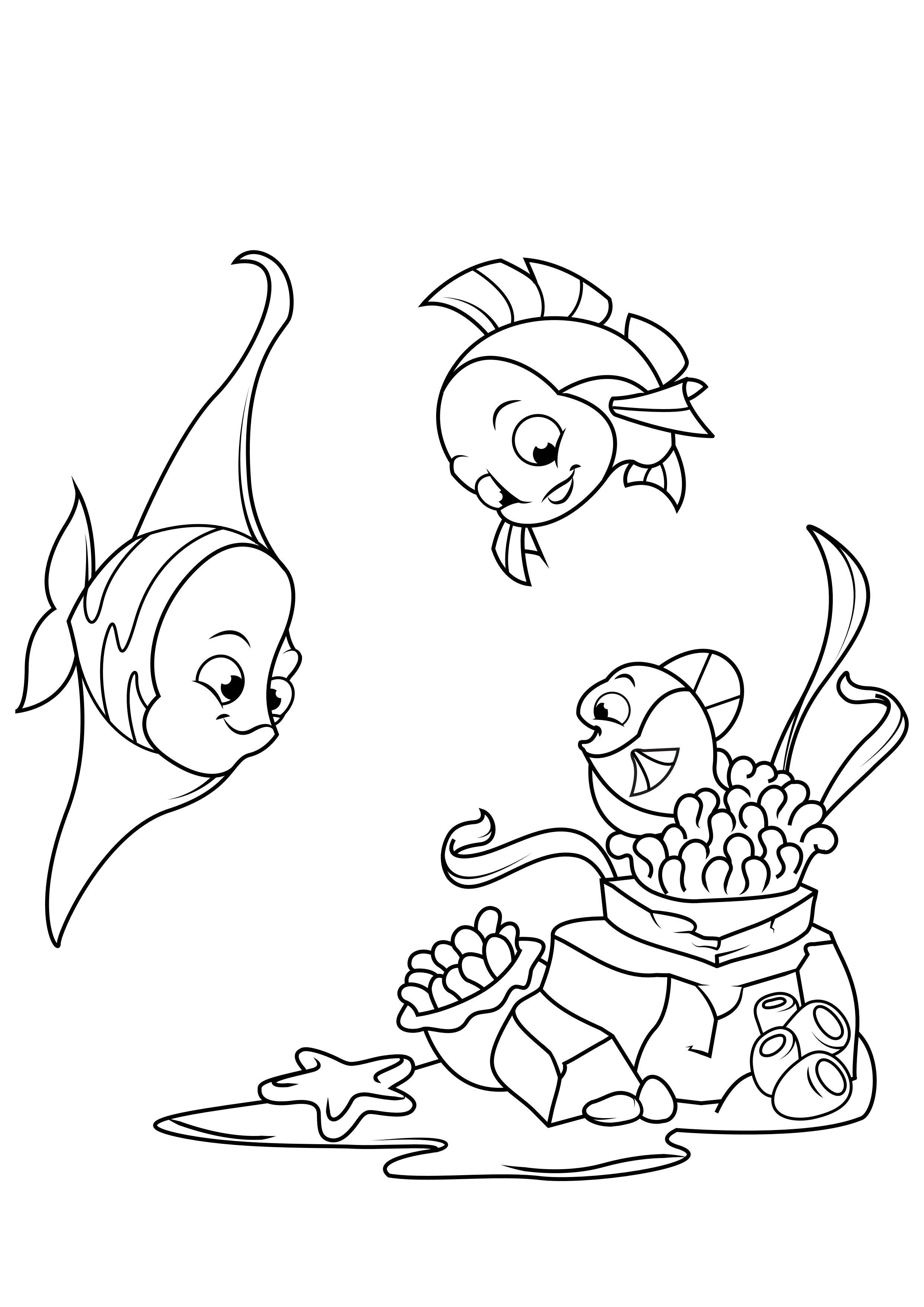 Målarbild fisk leker gA¶mma sig