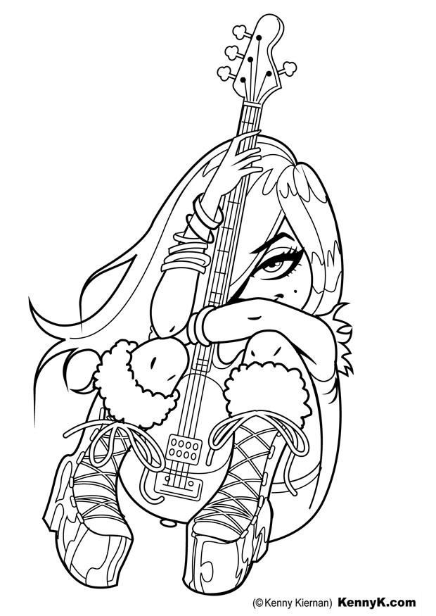 flicka med gitarr Målarbild flicka med gitarr