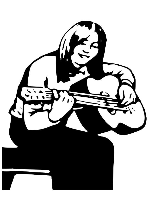 flicka med gitarr Målarbild flicka med gitarr