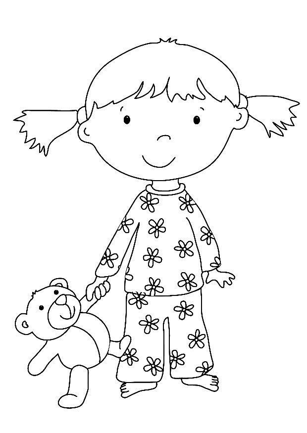 flicka med gosedjur Målarbild flicka med gosedjur