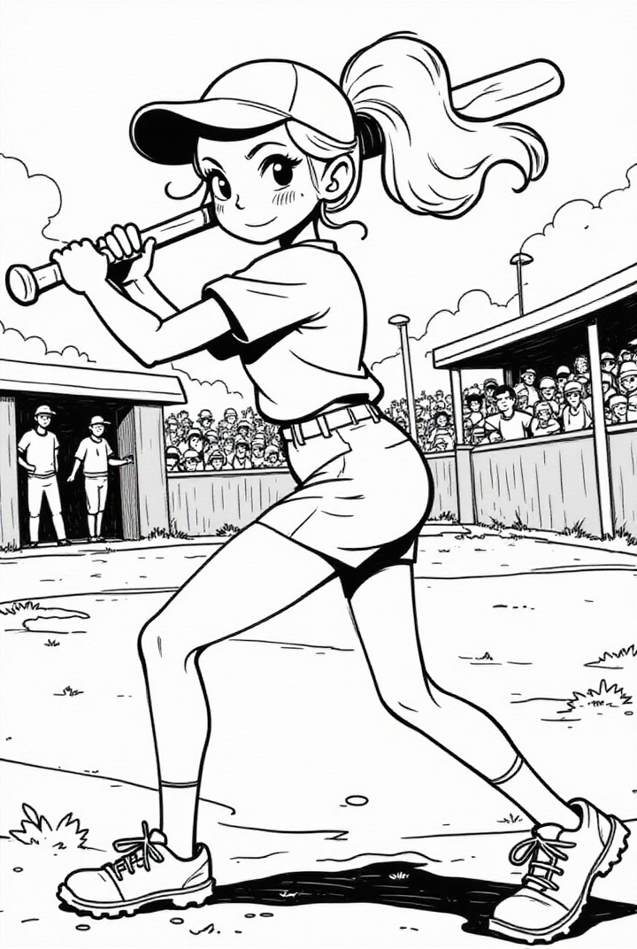 flicka pA¥ baseballmatch Målarbild flicka pA¥ baseballmatch