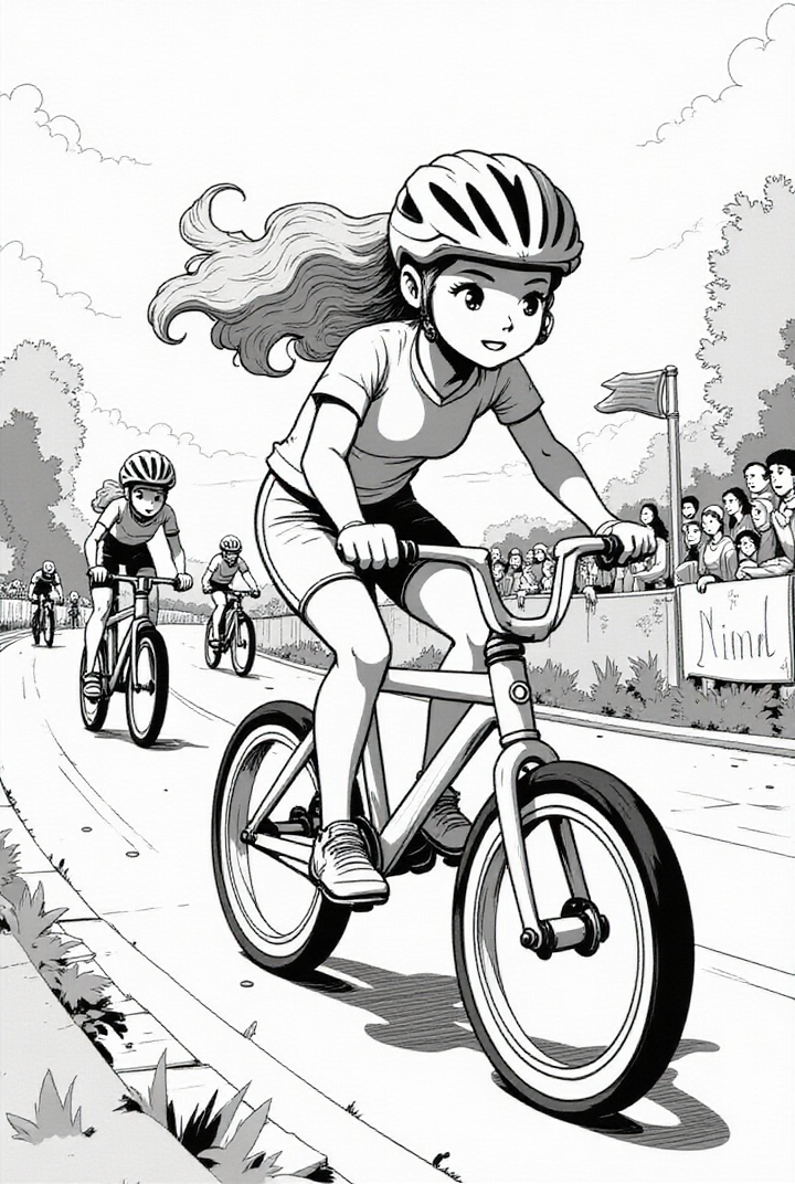 flicka pA¥ cykeltA¤vling Målarbild flicka pA¥ cykeltA¤vling