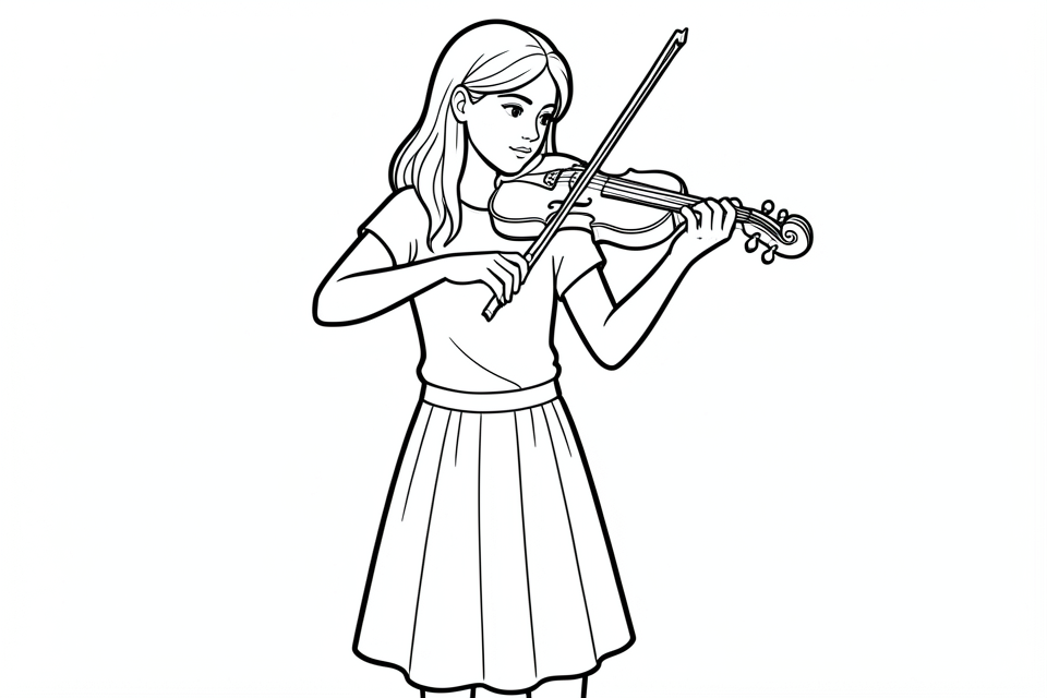 Målarbild flicka spelar fiol