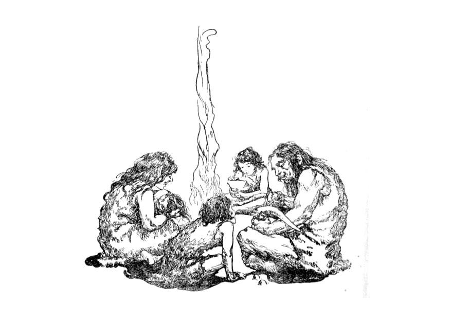 Målarbild fA¶rhistorisk familj 