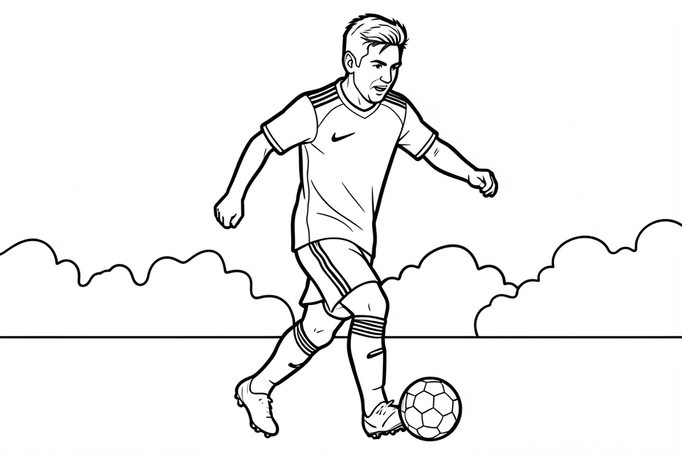fotbollsspelare i aktion Målarbild fotbollsspelare i aktion