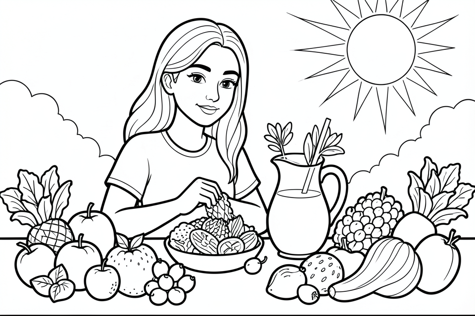 frukt och grA¶nsaker en sommardag Målarbild frukt och grA¶nsaker en sommardag