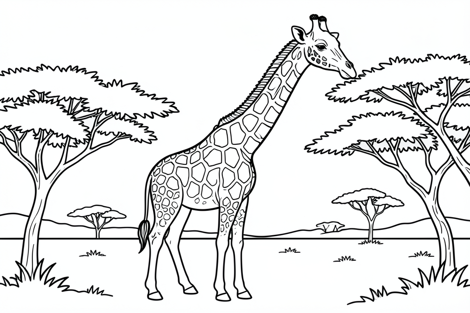 giraffen i savannen Målarbild giraffen i savannen