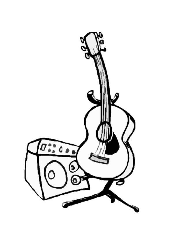 gitarr och fA¶rstA¤rkare Målarbild gitarr och fA¶rstA¤rkare