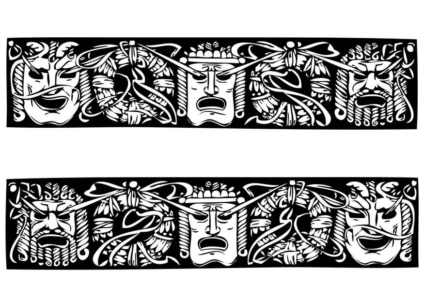Målarbild grekiska masker