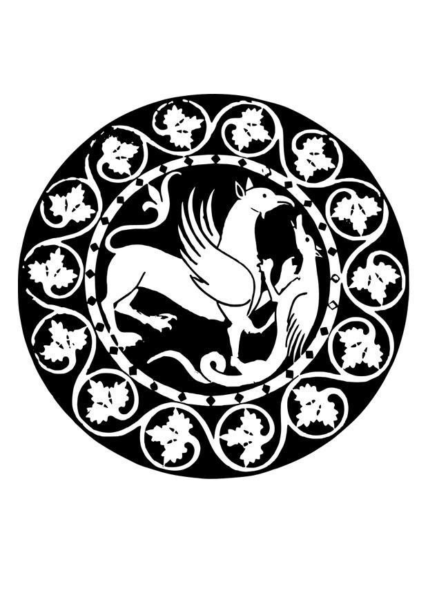 grip- och drak-mandala Målarbild grip- och drak-mandala