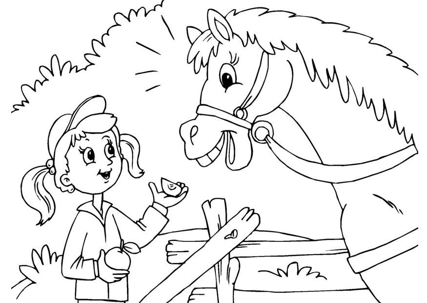 hA¤st och flicka Målarbild hA¤st och flicka