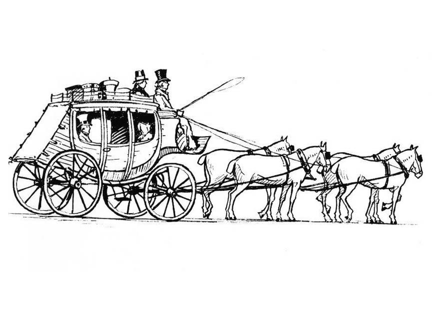 hA¤star med vagn Målarbild hA¤star med vagn