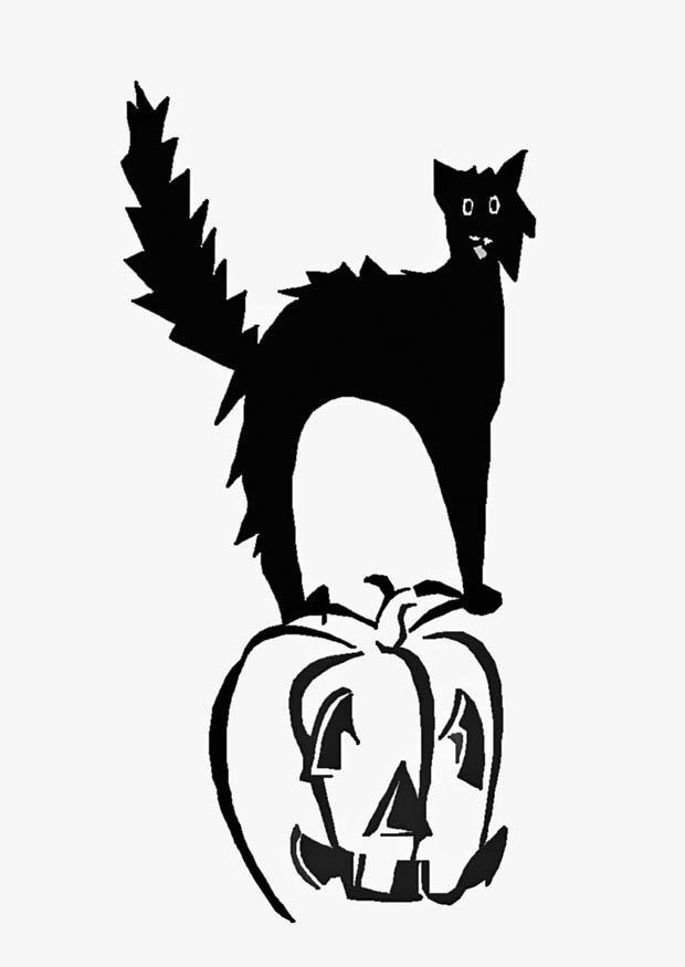 Målarbild halloween - pumpa och katt