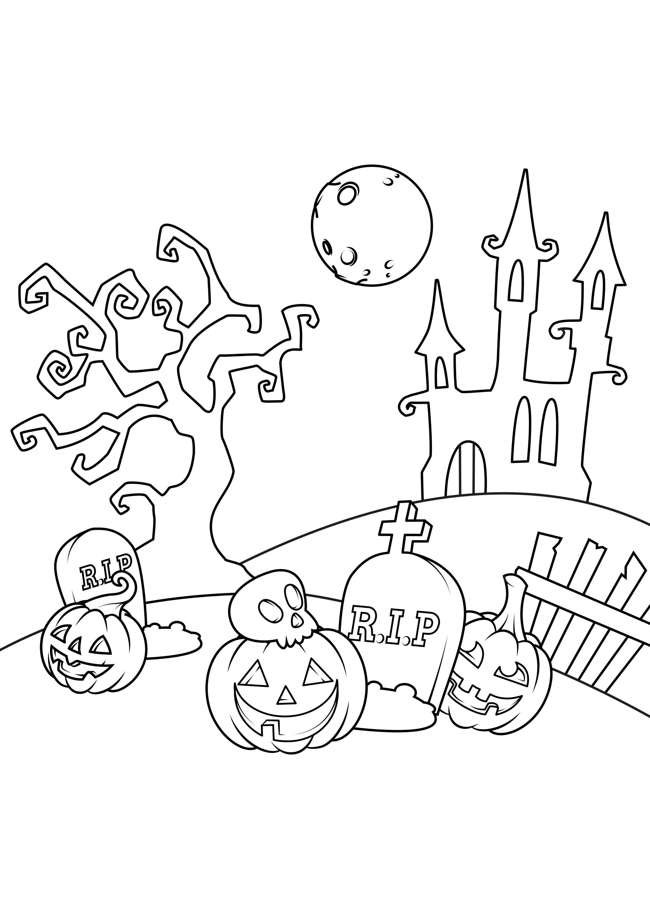 halloween scen Målarbild halloween scen