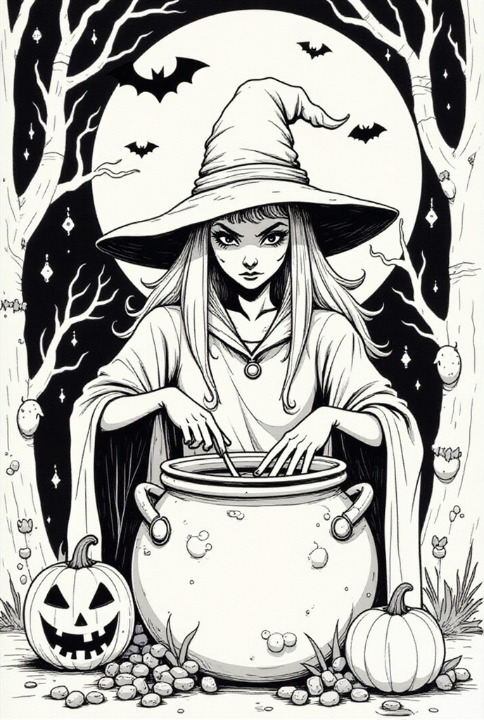 Målarbild hA¤xa med halloween