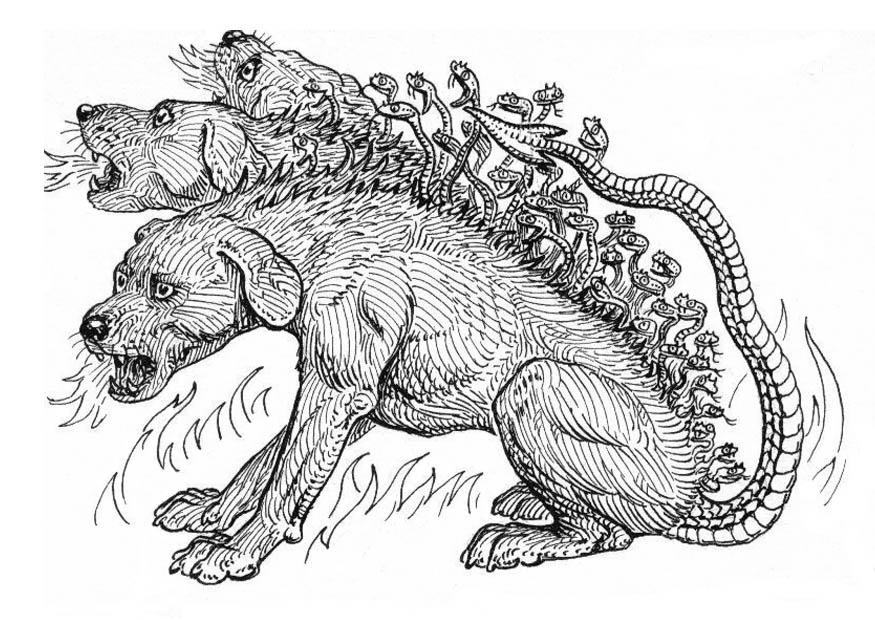 helveteshund - kerberos Målarbild helveteshund - kerberos