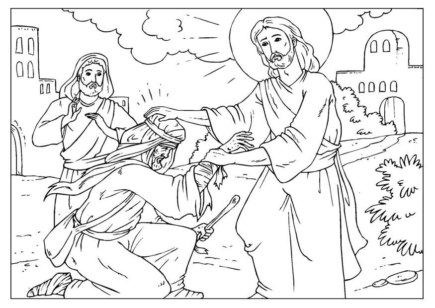 Målarbild jesus botar sjuka