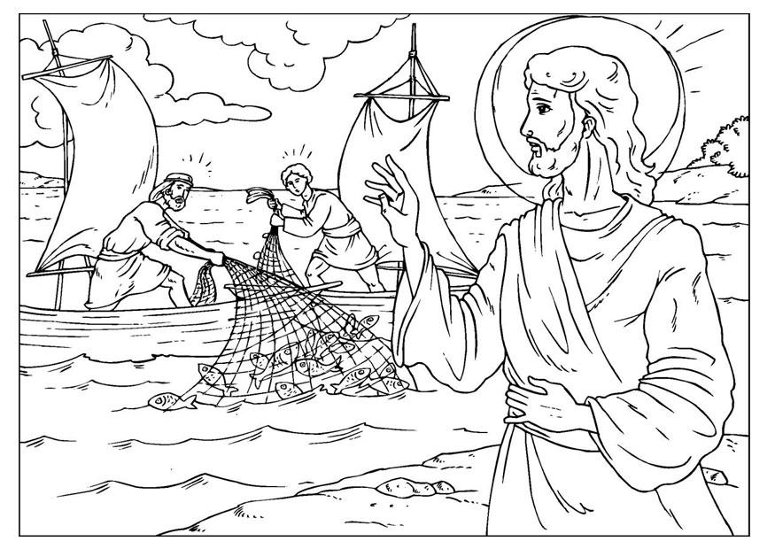 jesus gA¶r ett under - fiskefA¥ngsten Målarbild jesus gA¶r ett under - fiskefA¥ngsten