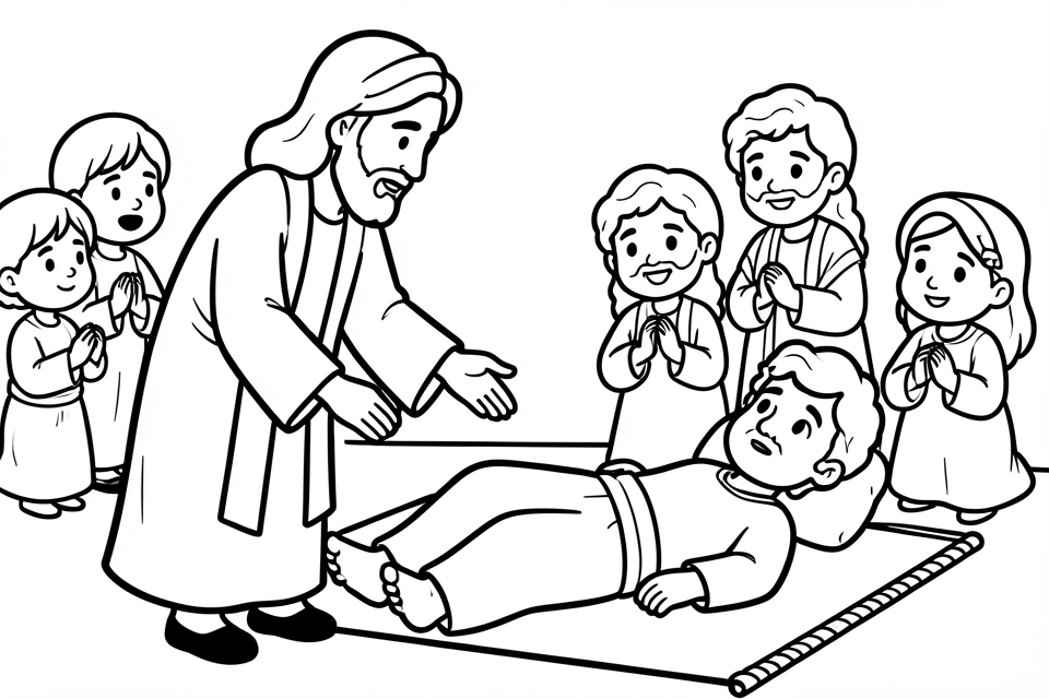 jesus helar en fA¶rlamad person Målarbild jesus helar en fA¶rlamad person