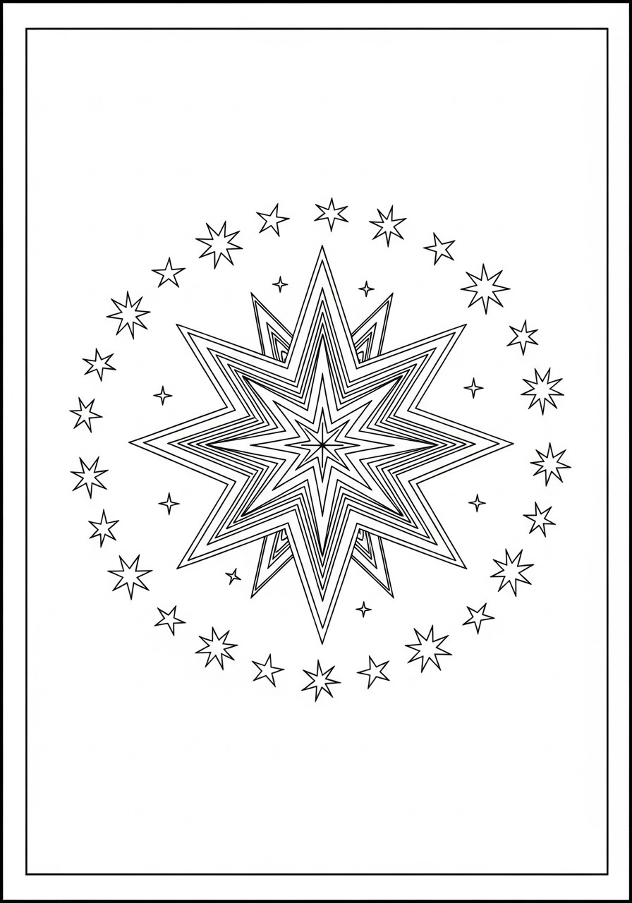 Målarbild julstjA¤rna med smA¥ stjA¤rnor