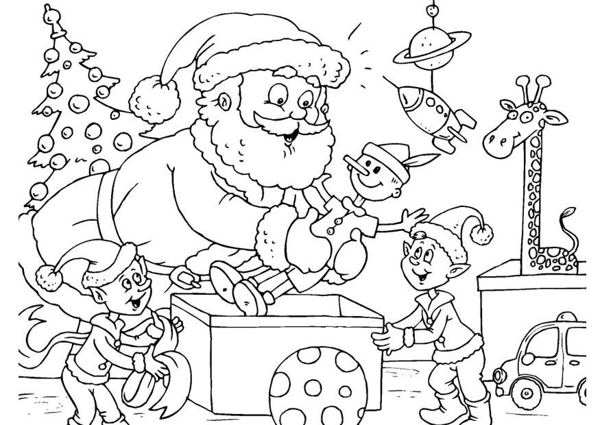 jultomten med tomtenissar Målarbild jultomten med tomtenissar