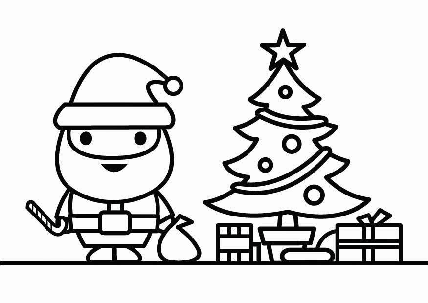 jultomten och julgranen Målarbild jultomten och julgranen