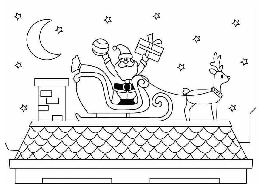 jultomten pA¥ taket Målarbild jultomten pA¥ taket