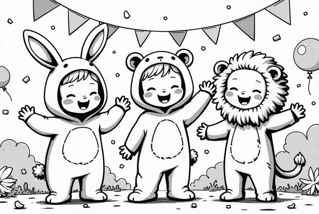 karneval med lejonet, kaninen och bjA¶rnen Målarbild karneval med lejonet, kaninen och bjA¶rnen