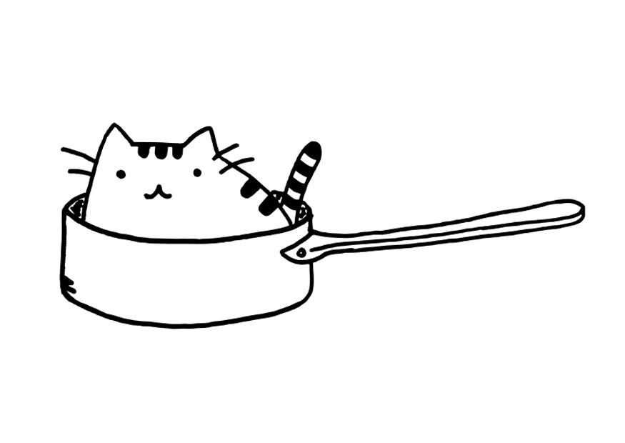 katt i panna Målarbild katt i panna