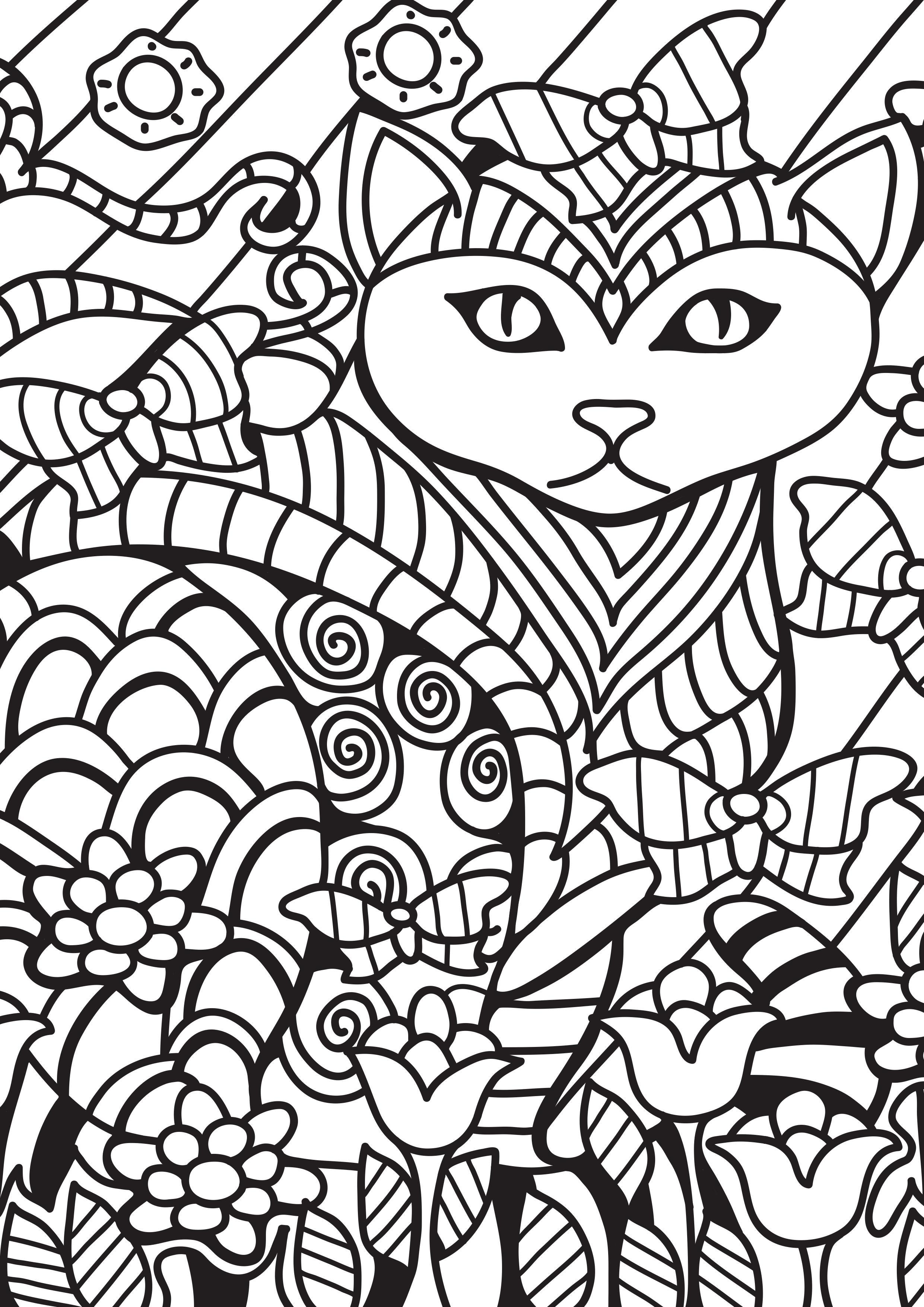 Målarbild katt i trA¤dgA¥rden
