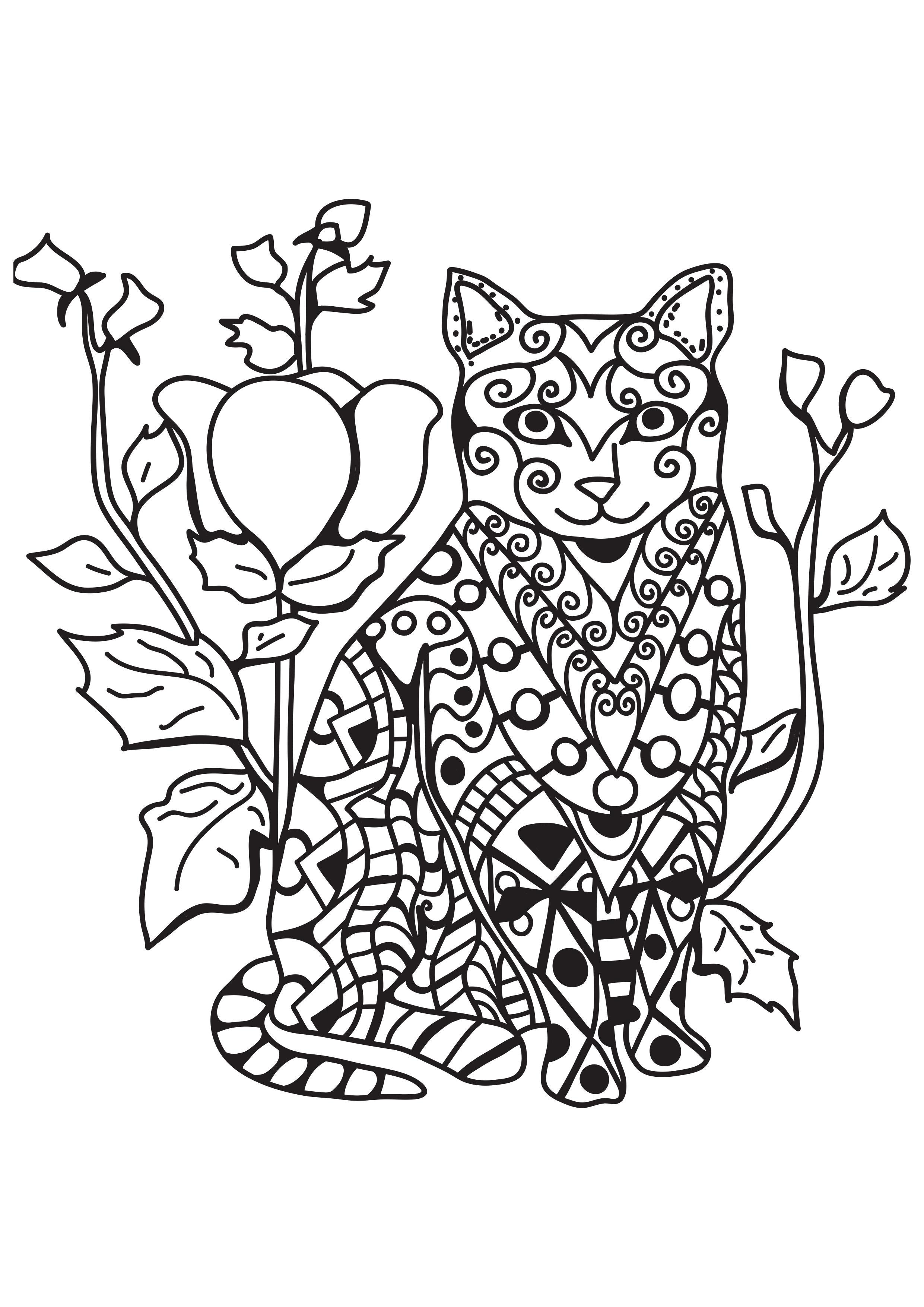 katt i trA¤dgA¥rden Målarbild katt i trA¤dgA¥rden