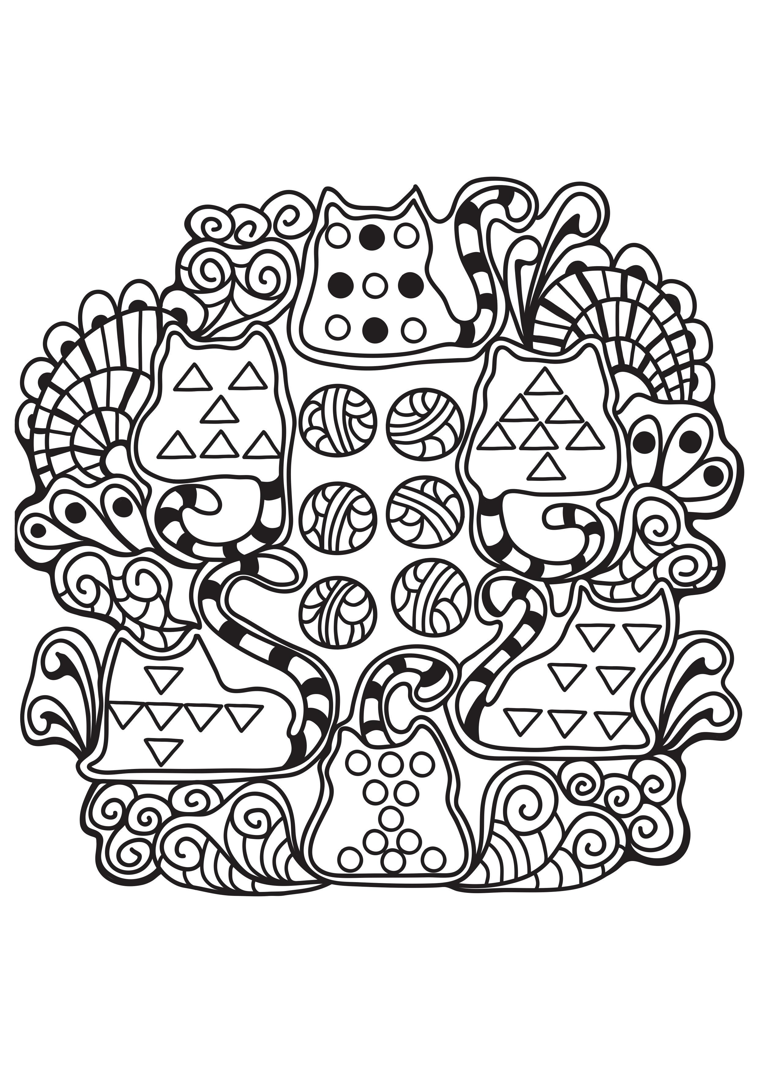 kattmandala Målarbild kattmandala