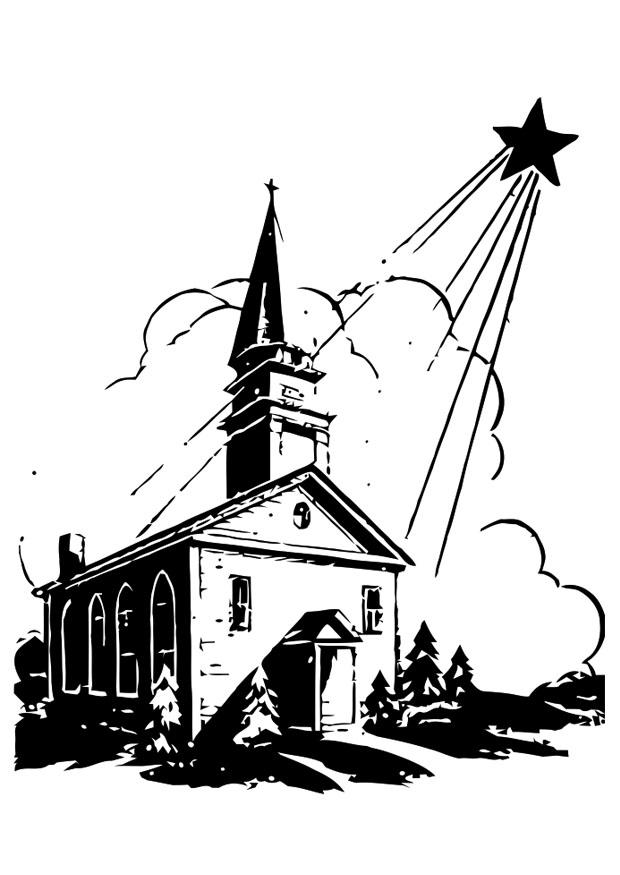 kyrka med julstjA¤rna Målarbild kyrka med julstjA¤rna