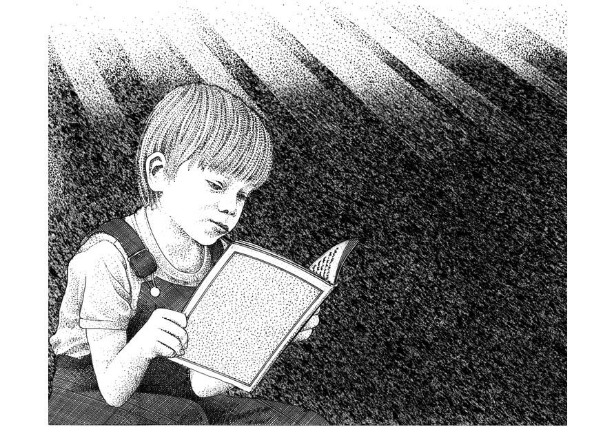 lA¤sa en bok Målarbild lA¤sa en bok