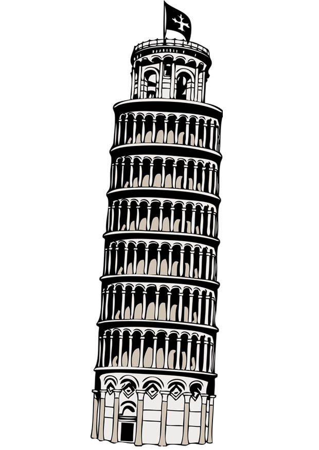Målarbild lutande tornet i pisa