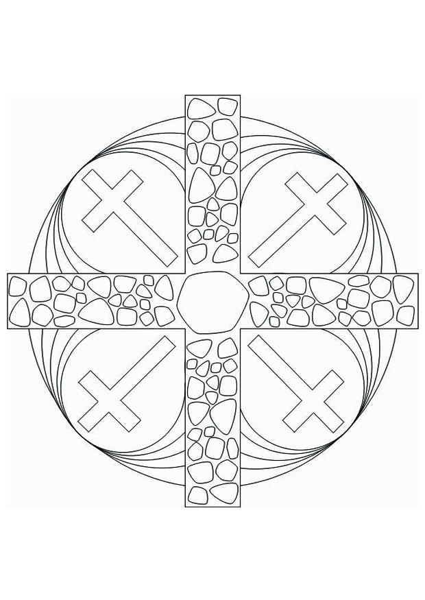 Målarbild mandala kors