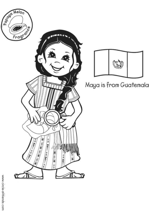 maya frA¥n guatemala med flagga Målarbild maya frA¥n guatemala med flagga