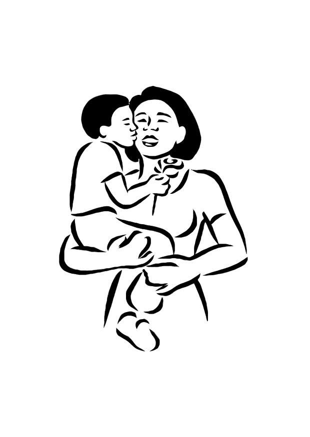 mor och son Målarbild mor och son