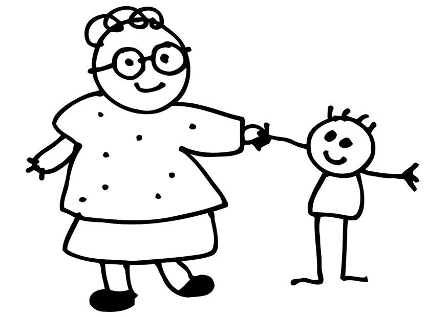 mormor och barn Målarbild mormor och barn